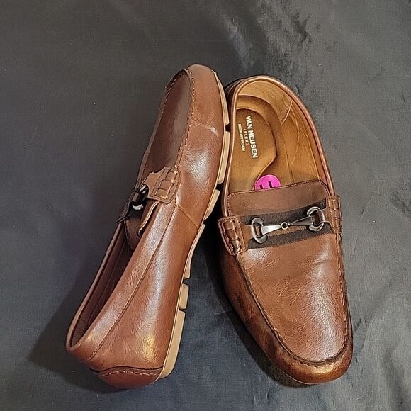 VAN HEUSEN RURUS FLEX MEMORY FOAM SLIP-ON LEATHER MEN'S LOAFERS - Picture 12 of 12